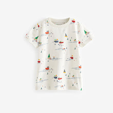 Load image into Gallery viewer, White/Blue All-Over Print Short Sleeve T-Shirt (3mths-5-6yrs)
