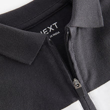 Load image into Gallery viewer, Black/Cream Short Sleeve Colourblock Polo Shirt (3mths-5-6yrs)