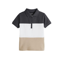 Load image into Gallery viewer, Black/Cream Short Sleeve Colourblock Polo Shirt (3mths-5-6yrs)