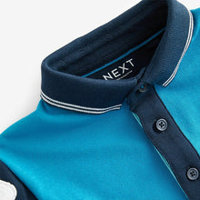 Load image into Gallery viewer, Blue Short Sleeve Colourblock Polo Shirt