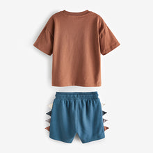 Load image into Gallery viewer, Rust Brown/Ecru Cream 100% Cotton 2 pack T-shirt and Shorts Set