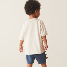 Load image into Gallery viewer, Rust Brown/Ecru Cream 100% Cotton 2 pack T-shirt and Shorts Set