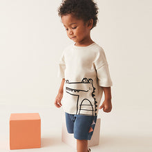 Load image into Gallery viewer, Rust Brown/Ecru Cream 100% Cotton 2 pack T-shirt and Shorts Set