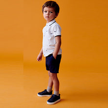 Load image into Gallery viewer, White 100% Cotton All Over Printed Polo Shirt And Shorts Set (9-12mths-5-6yrs)