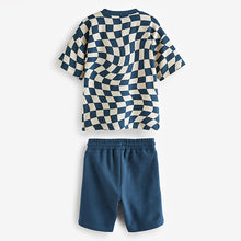 Load image into Gallery viewer, Blue 100% Cotton T-Shirt And Shorts Set