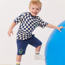 Load image into Gallery viewer, Blue 100% Cotton T-Shirt And Shorts Set