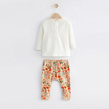 Load image into Gallery viewer, Orange Floral Baby Top And Leggings Set