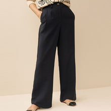 Load image into Gallery viewer, Black Tailored Elastic Back Wide Leg Trousers