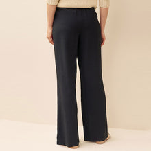 Load image into Gallery viewer, Black Tailored Elastic Back Wide Leg Trousers