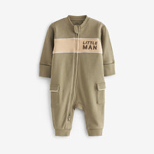 Load image into Gallery viewer, Khaki Green Two Way Zip Sleepsuit 1 Pack (1.5-2yrs)