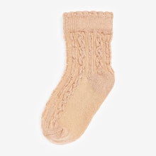 Load image into Gallery viewer, Pink/Neutral Baby Cable Socks 7 Pack (0mths-1-2yrs)