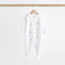 Load image into Gallery viewer, Pink 100% Cotton Baby Sleepsuits 3 Pack (0-12mt)