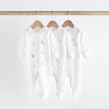 Load image into Gallery viewer, Pink 100% Cotton Baby Sleepsuits 3 Pack (0-12mt)