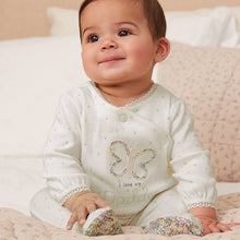 Load image into Gallery viewer, Ecru Butterfly Daddy 100% Cotton Family Sleepsuit (0-18mt)