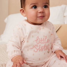 Load image into Gallery viewer, Pink Little Sister Baby 100% Cotton Sleepsuit (0-18mths)