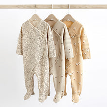 Load image into Gallery viewer, Neutral Baby Wrap 100% Cotton Sleepsuits 3 Pack (0-3-6mt)