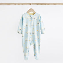 Load image into Gallery viewer, Blue/Yellow Two Way Zip Baby Sleespuits 3 Pack (0mths-6-9mt)