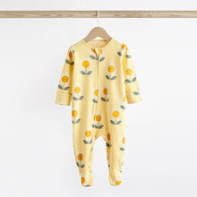 Load image into Gallery viewer, Blue/Yellow Two Way Zip Baby Sleespuits 3 Pack (0mths-6-9mt)