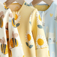 Load image into Gallery viewer, Blue/Yellow Two Way Zip Baby Sleespuits 3 Pack (0mths-6-9mt)