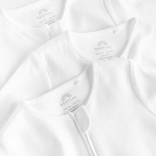 Load image into Gallery viewer, White Essential Zipped 100% Cotton Baby Sleepsuits 3 Pack