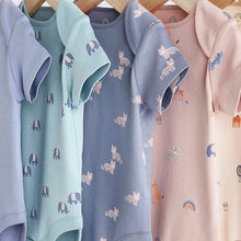 Load image into Gallery viewer, Teal Blue Baby Short Sleeve Bodysuit 5 Pack