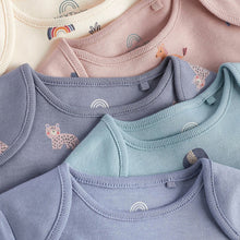 Load image into Gallery viewer, Teal Blue Baby Short Sleeve Bodysuit 5 Pack