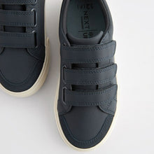 Load image into Gallery viewer, Navy Blue Standard Fit (F) 3 Strap Touch Fastening Trainers