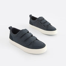 Load image into Gallery viewer, Navy Blue Standard Fit (F) 3 Strap Touch Fastening Trainers
