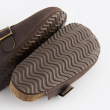 Load image into Gallery viewer, Chocolate Brown Leather Slip-On Clog Mules