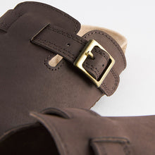 Load image into Gallery viewer, Chocolate Brown Leather Slip-On Clog Mules