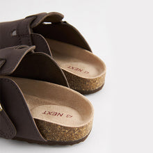 Load image into Gallery viewer, Chocolate Brown Leather Slip-On Clog Mules