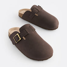 Load image into Gallery viewer, Chocolate Brown Leather Slip-On Clog Mules