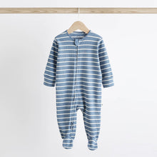Load image into Gallery viewer, Navy Blue Star Baby 100% Cotton Zip Sleepsuits 3 Pack (0mths-12-18mt)