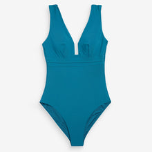 Load image into Gallery viewer, UWIRE SQ S TEALTeal Blue Plunge Tummy Shaping Control Swimsuit