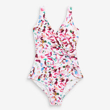 Load image into Gallery viewer, White Animal Ruched Side Tummy Shaping Control Swimsuit