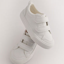 Load image into Gallery viewer, White Standard Fit (F) Two Strap Touch Fastening Trainers