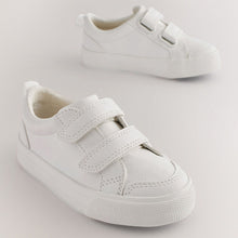Load image into Gallery viewer, White Standard Fit (F) Two Strap Touch Fastening Trainers