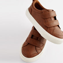 Load image into Gallery viewer, Tan Brown Standard Fit (F) Two Strap Touch Fastening Trainers