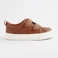 Load image into Gallery viewer, Tan Brown Standard Fit (F) Two Strap Touch Fastening Trainers