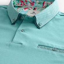 Load image into Gallery viewer, Aqua Blue 100% Cotton Short Sleeve Smart Collar Polo Shirt
