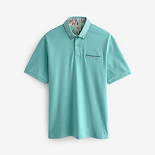 Load image into Gallery viewer, Aqua Blue 100% Cotton Short Sleeve Smart Collar Polo Shirt