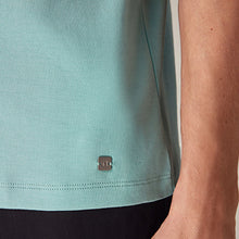 Load image into Gallery viewer, Aqua Blue 100% Cotton Short Sleeve Smart Collar Polo Shirt