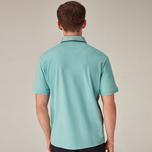 Load image into Gallery viewer, Aqua Blue 100% Cotton Short Sleeve Smart Collar Polo Shirt