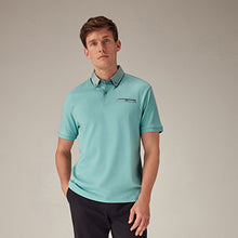 Load image into Gallery viewer, Aqua Blue 100% Cotton Short Sleeve Smart Collar Polo Shirt