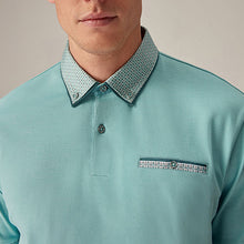 Load image into Gallery viewer, Aqua Blue 100% Cotton Short Sleeve Smart Collar Polo Shirt