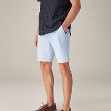 Load image into Gallery viewer, Light Blue Oxford Slim Fit Stretch Chinos Shorts