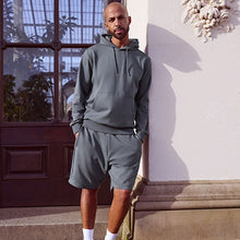 Load image into Gallery viewer, Blue Straight Fit Zip Pocket Jersey Shorts