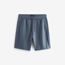 Load image into Gallery viewer, Blue Straight Fit Zip Pocket Jersey Shorts