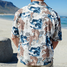 Load image into Gallery viewer, Ecru Printed Short Sleeve Shirt With Cuban Collar