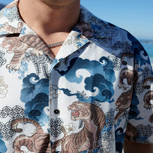 Load image into Gallery viewer, Ecru Printed Short Sleeve Shirt With Cuban Collar